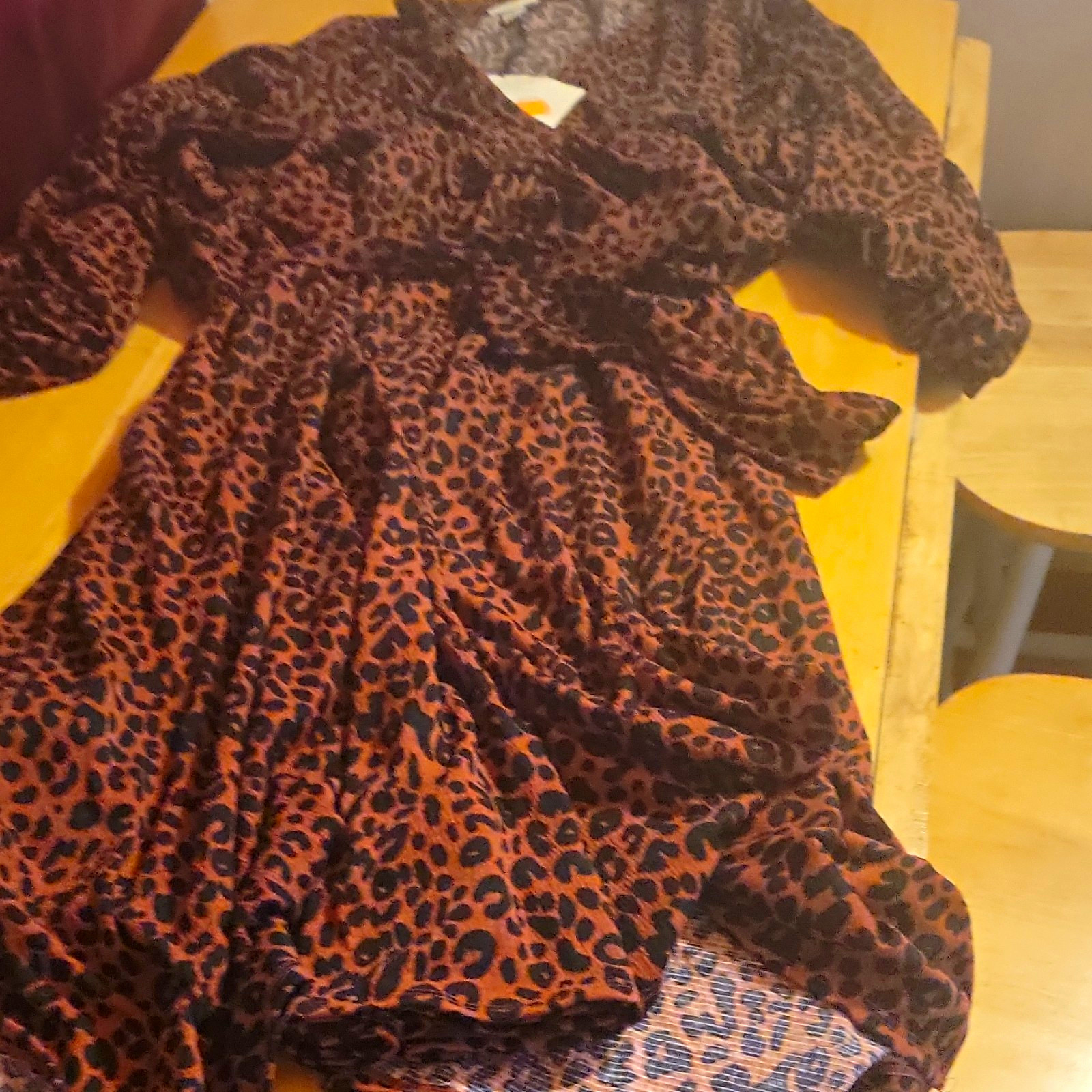 Ava & Viv Brown/Black Animal Print Wrap Long Sleeve Long Dress Plus Size 4X Ava & Viv Brown/Black Animal Print Wrap Long Sleeve Long Dress Plus Size 4X