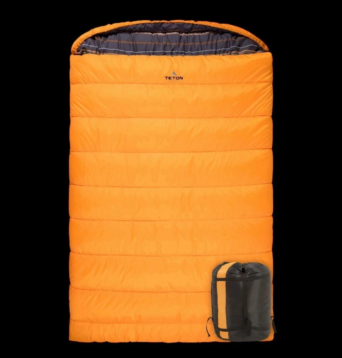 TETON Sports Mammoth 0°F Queen Double Sleeping Bag Flannel Lined Orange 94x62