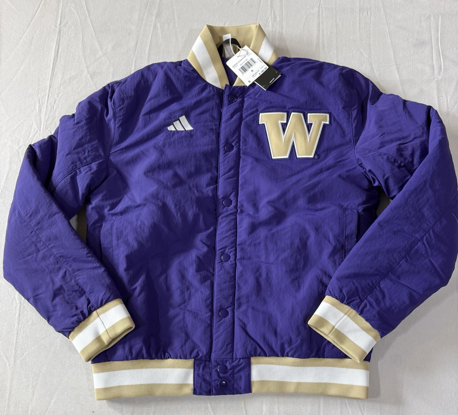Adidas University Of Washington Purple Coaches Jacket Men’s Sm. JM9973 NWT $180 Adidas University Of Washington Purple Coaches Jacket Men’s Sm. JM9973 NWT $180