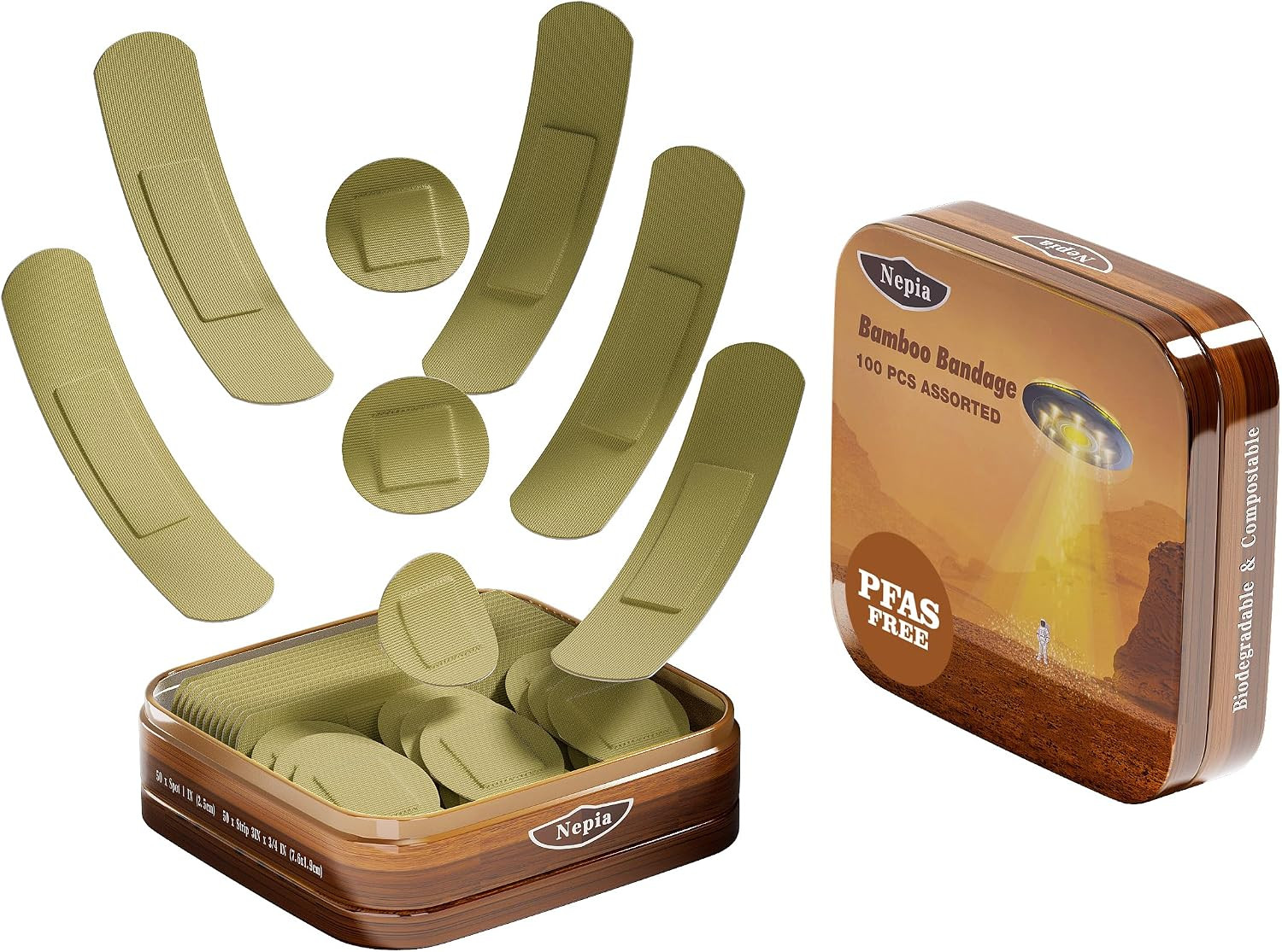 Hypoallergenic Bamboo Fabric Assorted Shapes Bandages | PFAS Free & Latex Free |