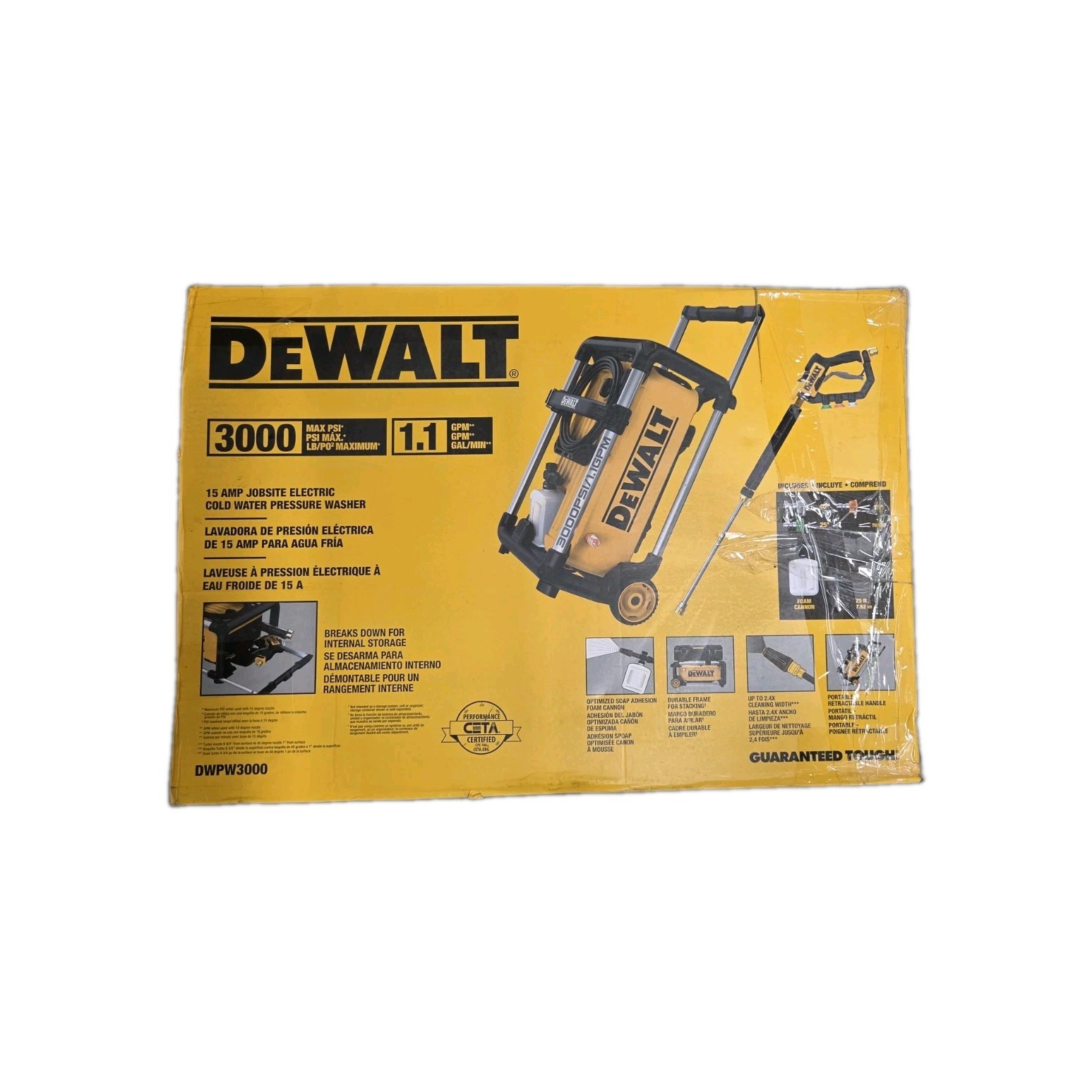 DeWalt 3000 PSI 1.1 GPM Electric Cold Water Pressure Washer Model# DWPW3000 DeWalt 3000 PSI 1.1 GPM Electric Cold Water Pressure Washer Model# DWPW3000