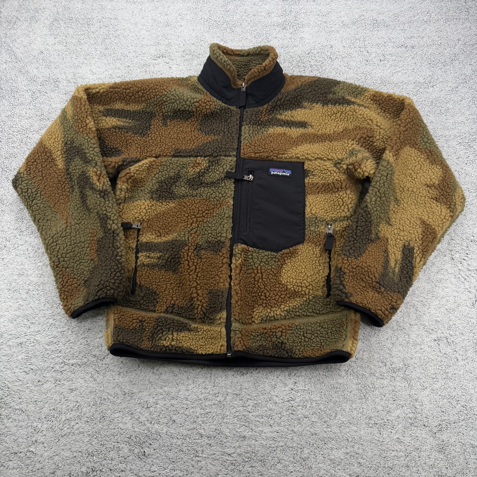 Patagonia Classic Retro-X Fleece Jacket Mens XS Camo Sky 23056 Full Zip Pockets Patagonia Classic Retro-X Fleece Jacket Mens XS Camo Sky 23056 Full Zip Pockets