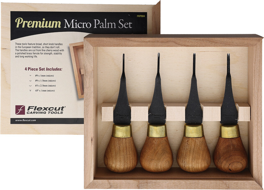 Flexcut Premium Cherry Wood 4pc Carving Knives Micro-Palm Tool Set FRP804