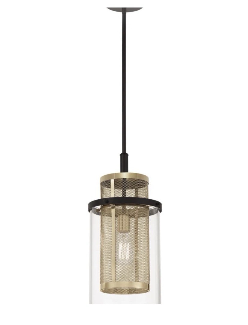 Metropolitan N7811-726 Mini Pendant Clear Glass Light, Coal Black And Soft Brass Metropolitan N7811-726 Mini Pendant Clear Glass Light, Coal Black And Soft Brass