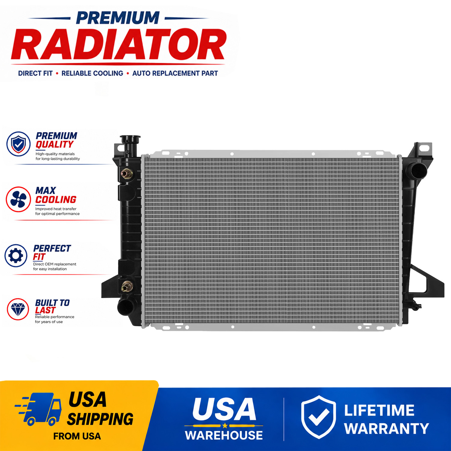 For 1985 1986 87-1996 Ford F-150 F-250 F-350 Bronco 5.0L 1453 Aluminum Radiator