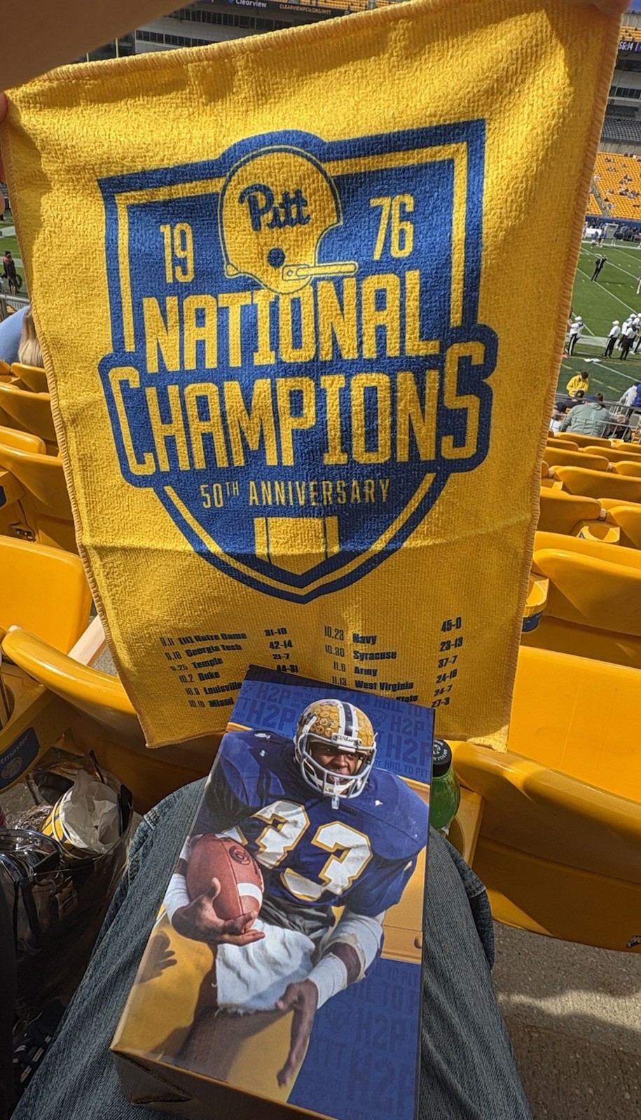 Tony Dorsett Pittsburgh Panthers Bobblehead SGA 10/10/26 + Commemorative Towel