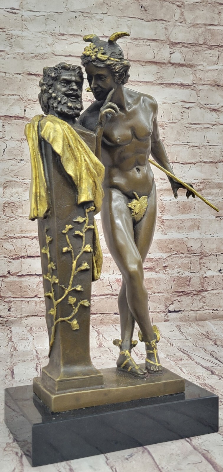 Rendition Of Hermes Whispering to Herm and Bronze Sculpture Figurine Statue Sale