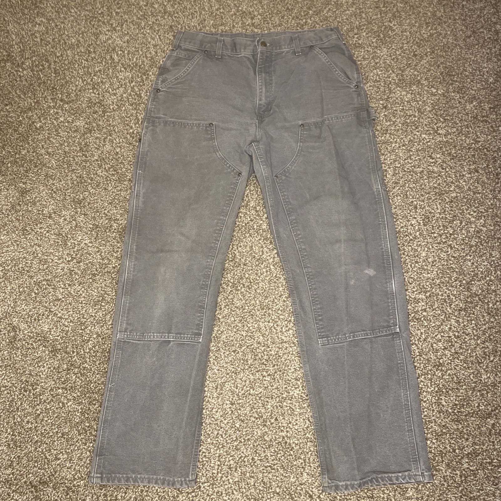 Carhartt B136 GVL 34x34 Double Knee Work Pants Gravel Gray Canvas Carpenter Carhartt B136 GVL 34x34 Double Knee Work Pants Gravel Gray Canvas Carpenter