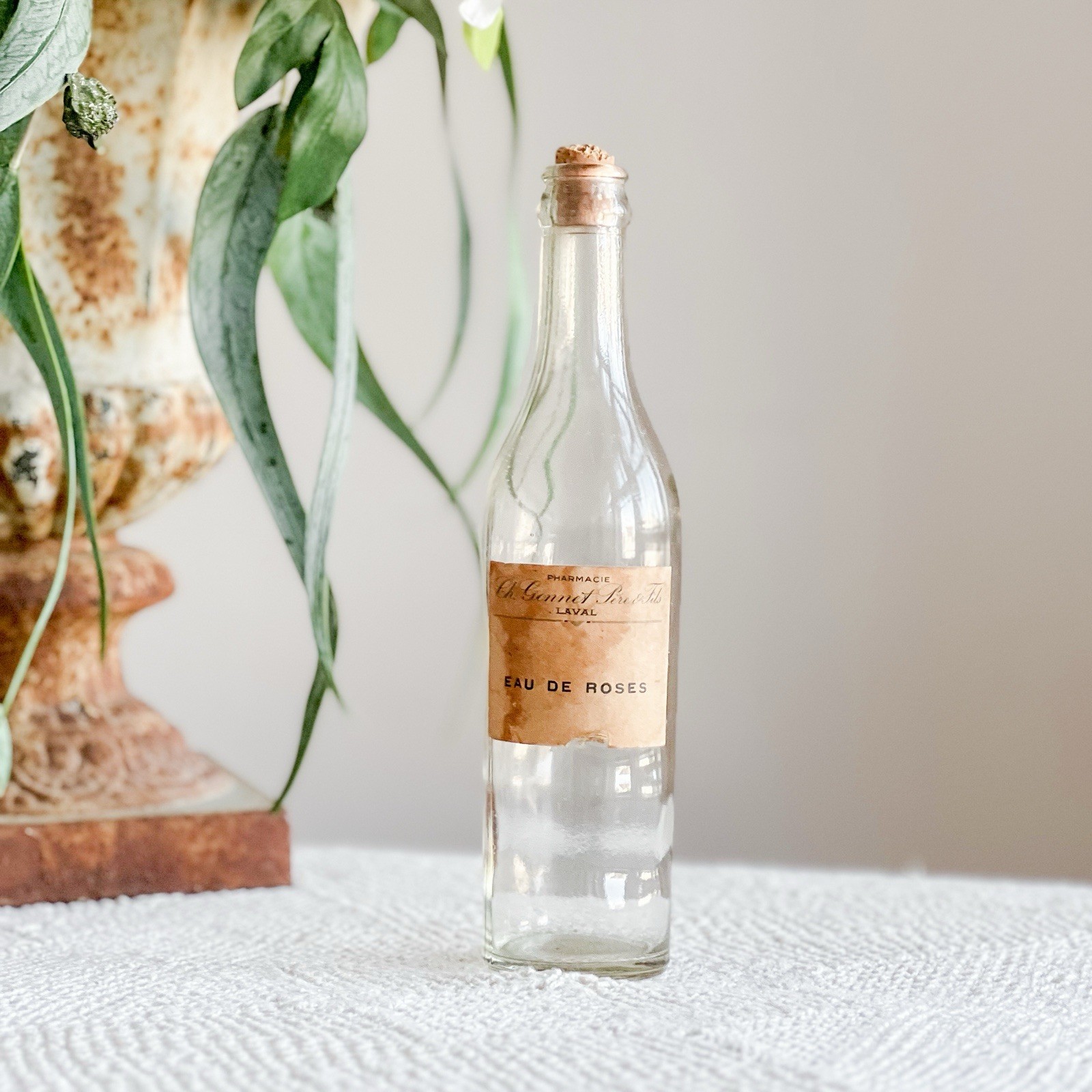 Antique French Pharmacy Bottle Eau De Roses Apothecary Perfume Bottle
