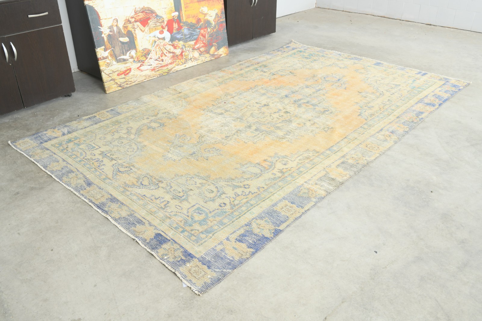 6x9 Turkish Antique Rug Anatolian Hand-Knotted Vintage Oushak Large Carpet,268 6x9 Turkish Antique Rug Anatolian Hand-Knotted Vintage Oushak Large Carpet,268