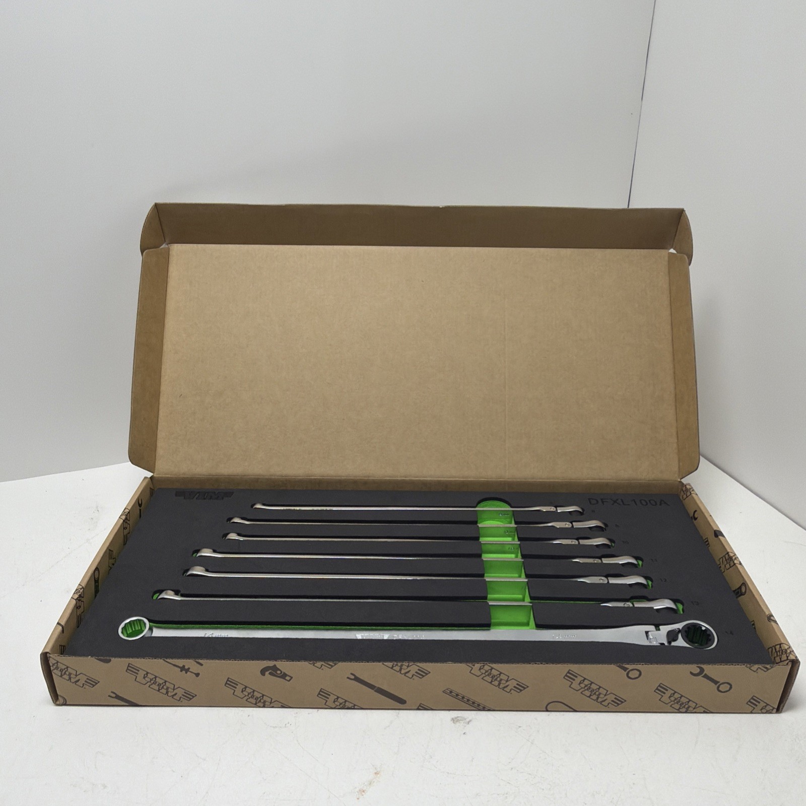 DFXL100A VIM Tools 7 Piece Deep Spline Ratcheting Flex Head XL Wrench Set (8-14 DFXL100A VIM Tools 7 Piece Deep Spline Ratcheting Flex Head XL Wrench Set (8-14