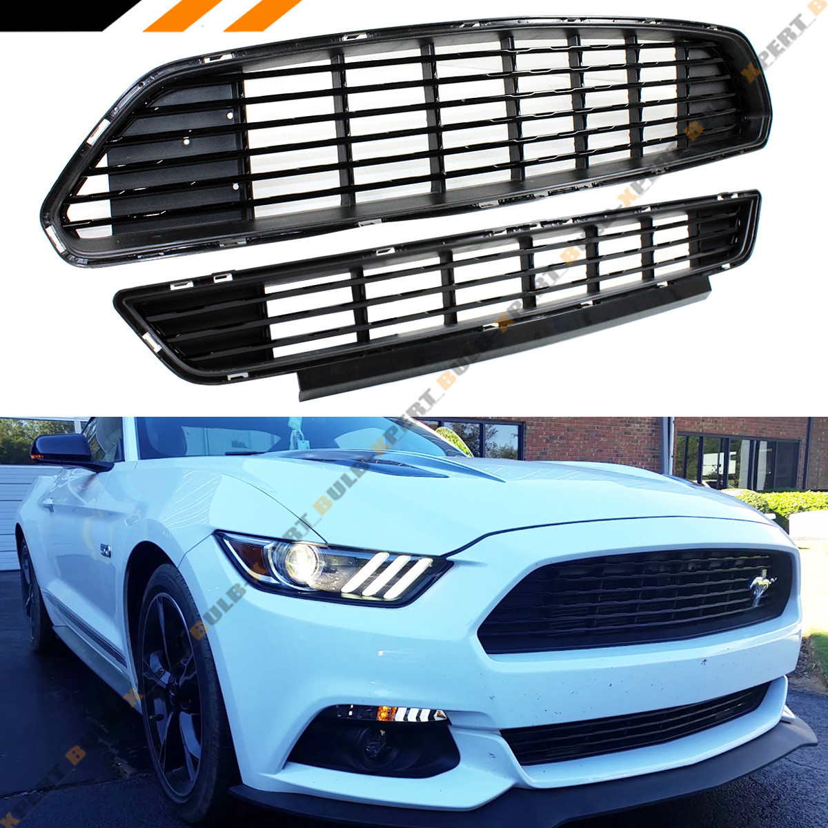For 2015-17 Ford Mustang Blk California Edition Front Bumper Upper + Lower Grill