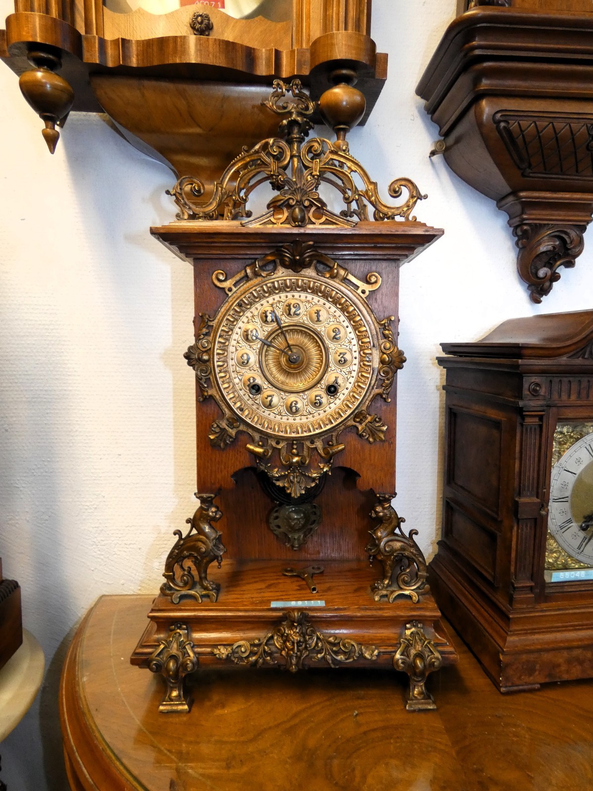 Rare Antique Ansonia Table Clock In Wood And Bronze 1850-1899