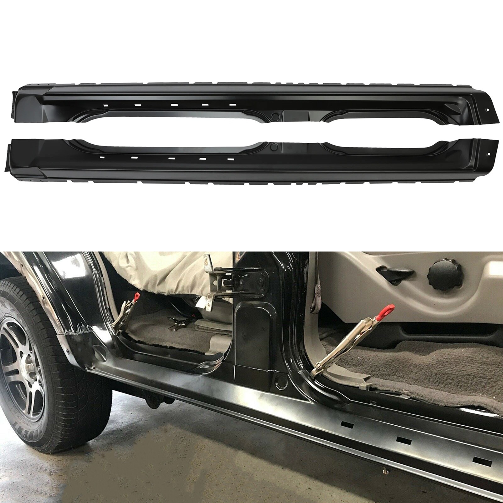 For Ford Expedition 2003-2017 Pair Steel Black Rust Repair Outer Rocker Panels