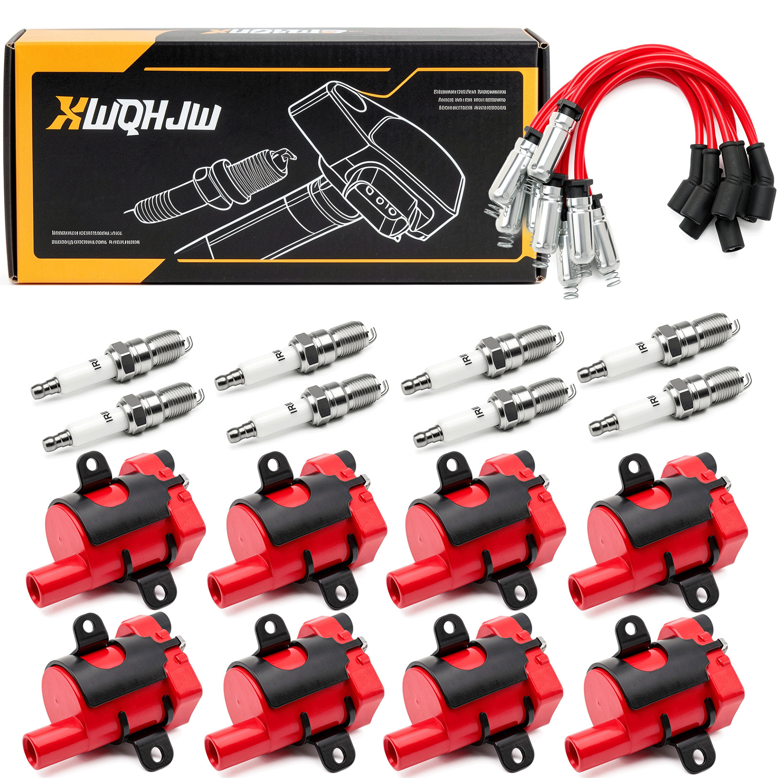 UF262 Tune Up kit Ignition Coil & Spark Plug & Wire For Chevy GMC 4.8L 5.3L 6.0L