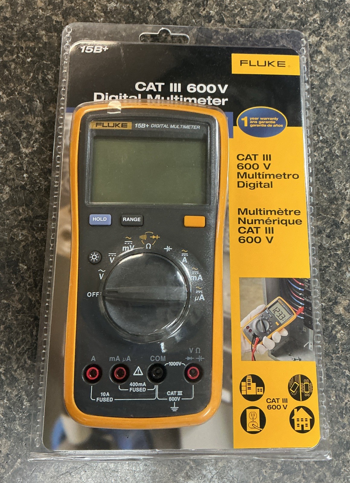 New Fluke 6013304 Multimeter 15B+ 600 V LCD Yellow New Fluke 6013304 Multimeter 15B+ 600 V LCD Yellow