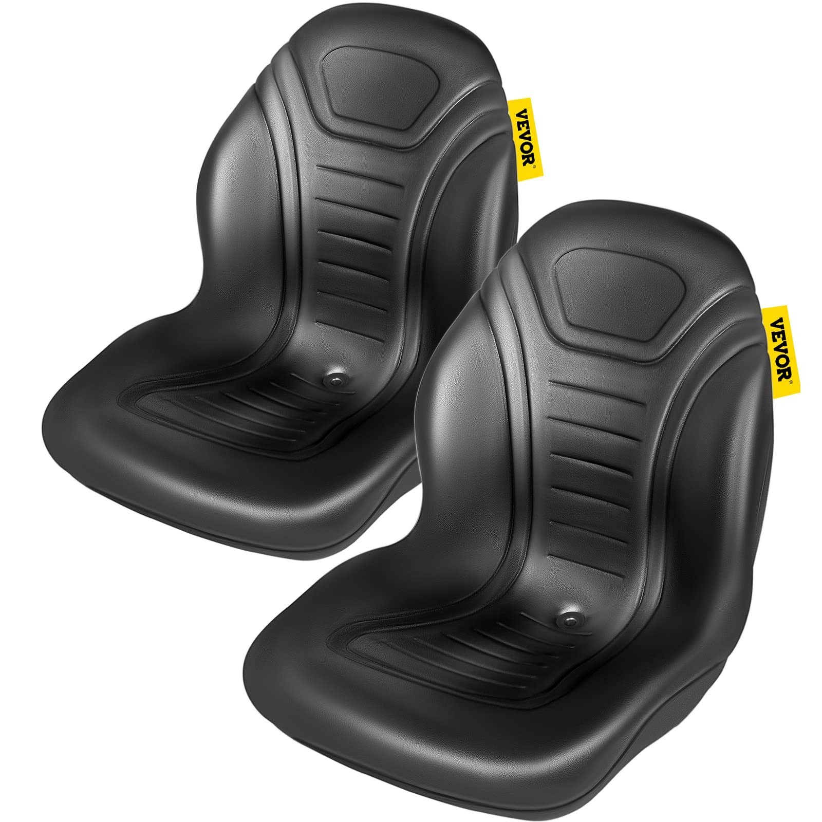 Universal 2pc Tractor Forklift Seats Black Vinyl Drain Hole 8x11.5 & 11.25x11.5