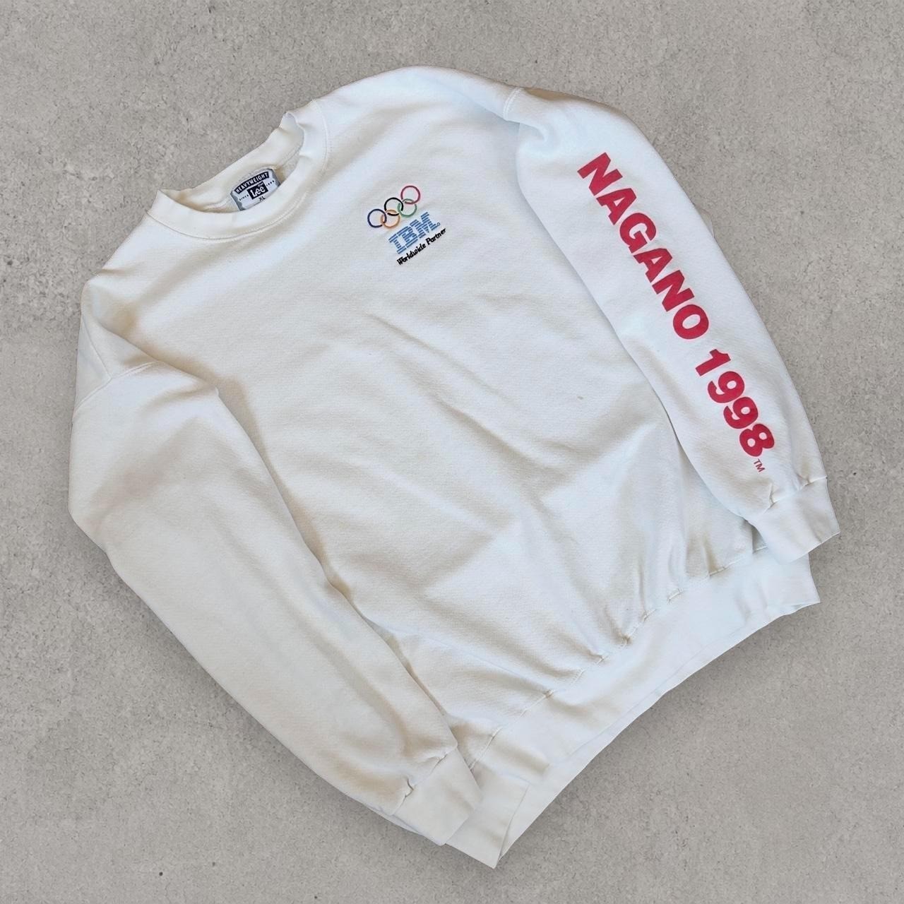 Vintage 1998 Nagano Olympics IBM Bobsled Sweatshirt Lee Heavyweight XL White USA