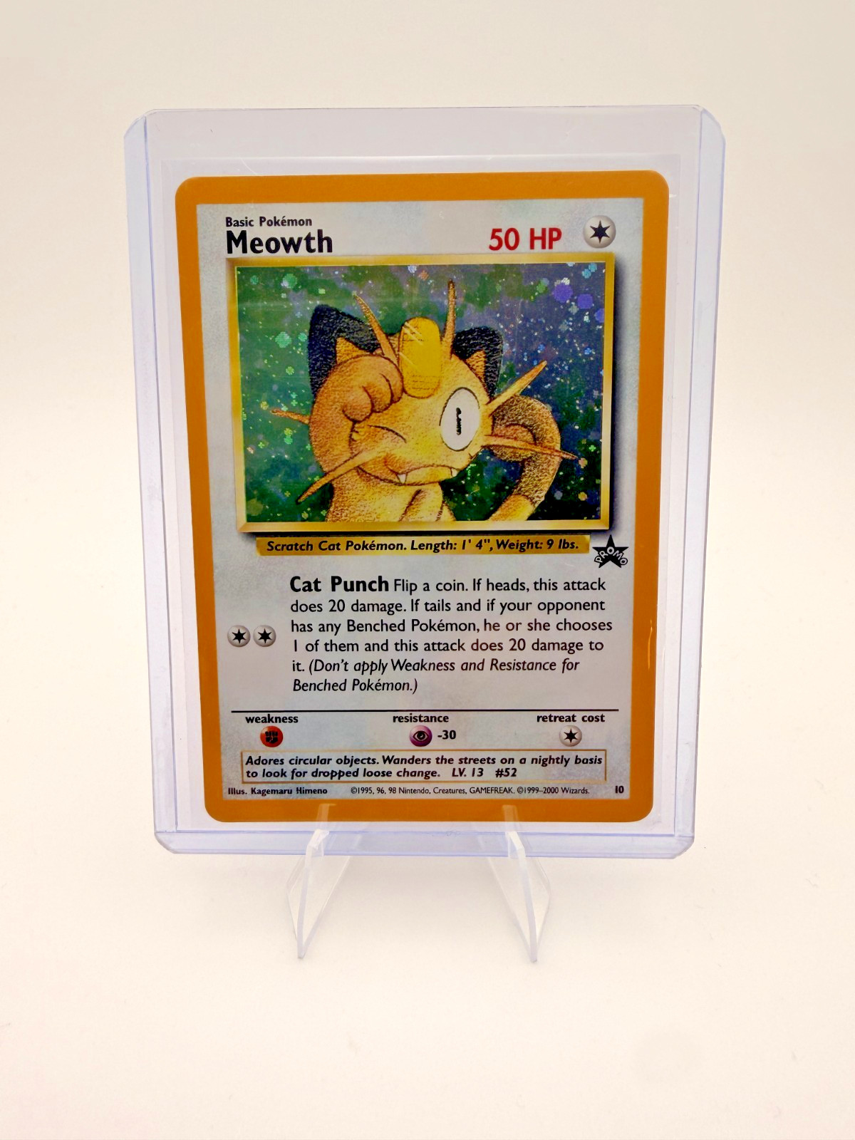 2000 Pokemon Meowth #10 Black Star Promo Holo WOTC Vintage NM