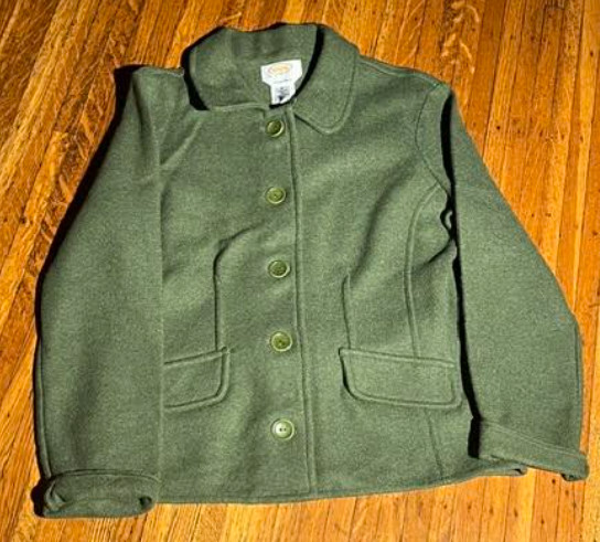 Talbots Petites Wool Alpaca Jacket Women’s S Olive Green Button Front 