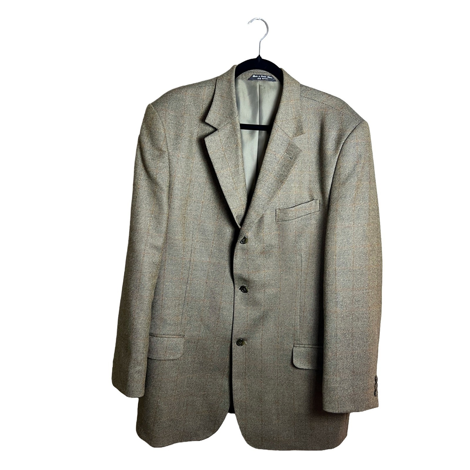 Vintage Marco Biella Lambswool Blazer Tan Striped Wool Men 44