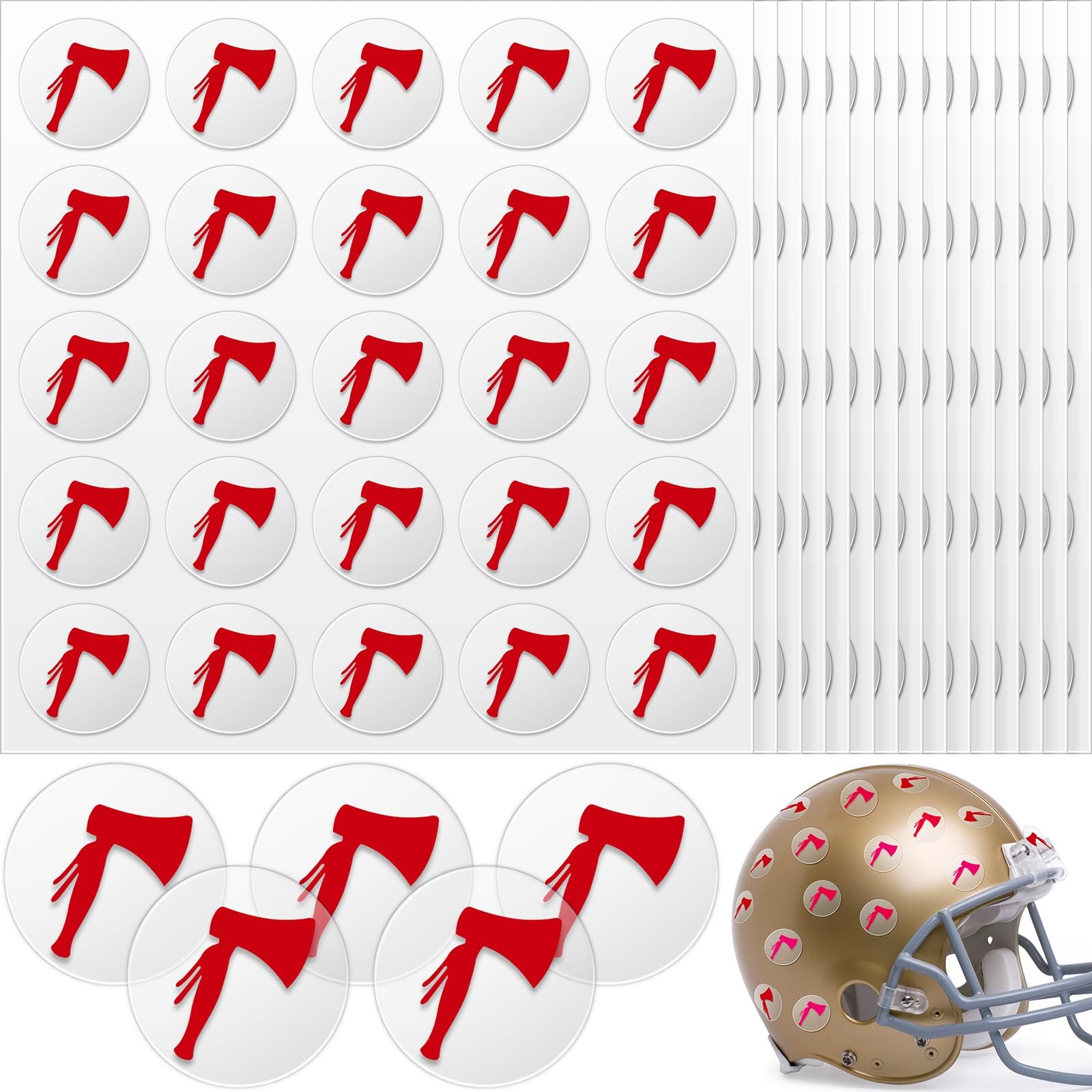 Jecery 200 Pcs 8 Sheets Football Helmet Stickers Hatchet Decals Red on Clear Jecery 200 Pcs 8 Sheets Football Helmet Stickers Hatchet Decals Red on Clear