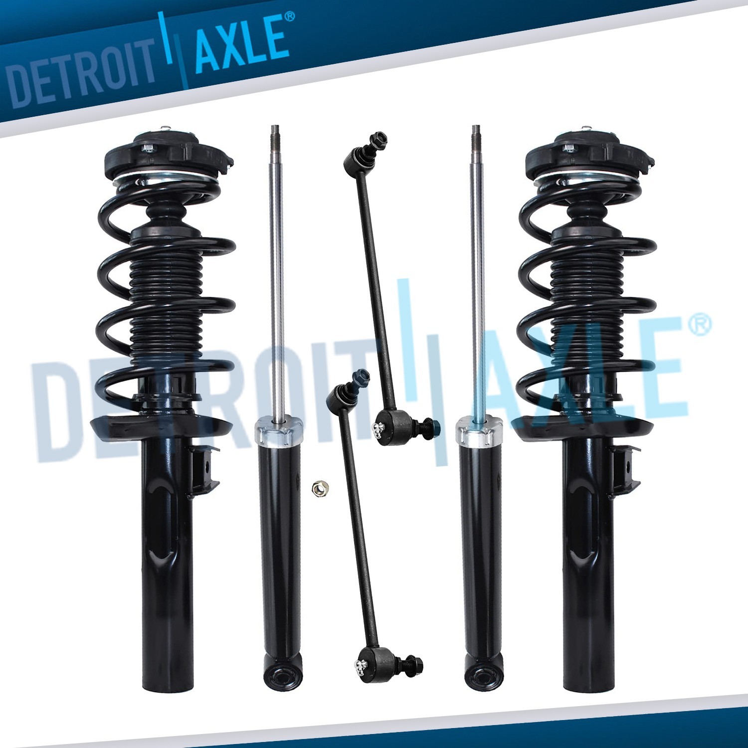 6pc Front Struts w/ Coil Spring Rear Shocks Sway Bars for Volkswagen Golf Jetta