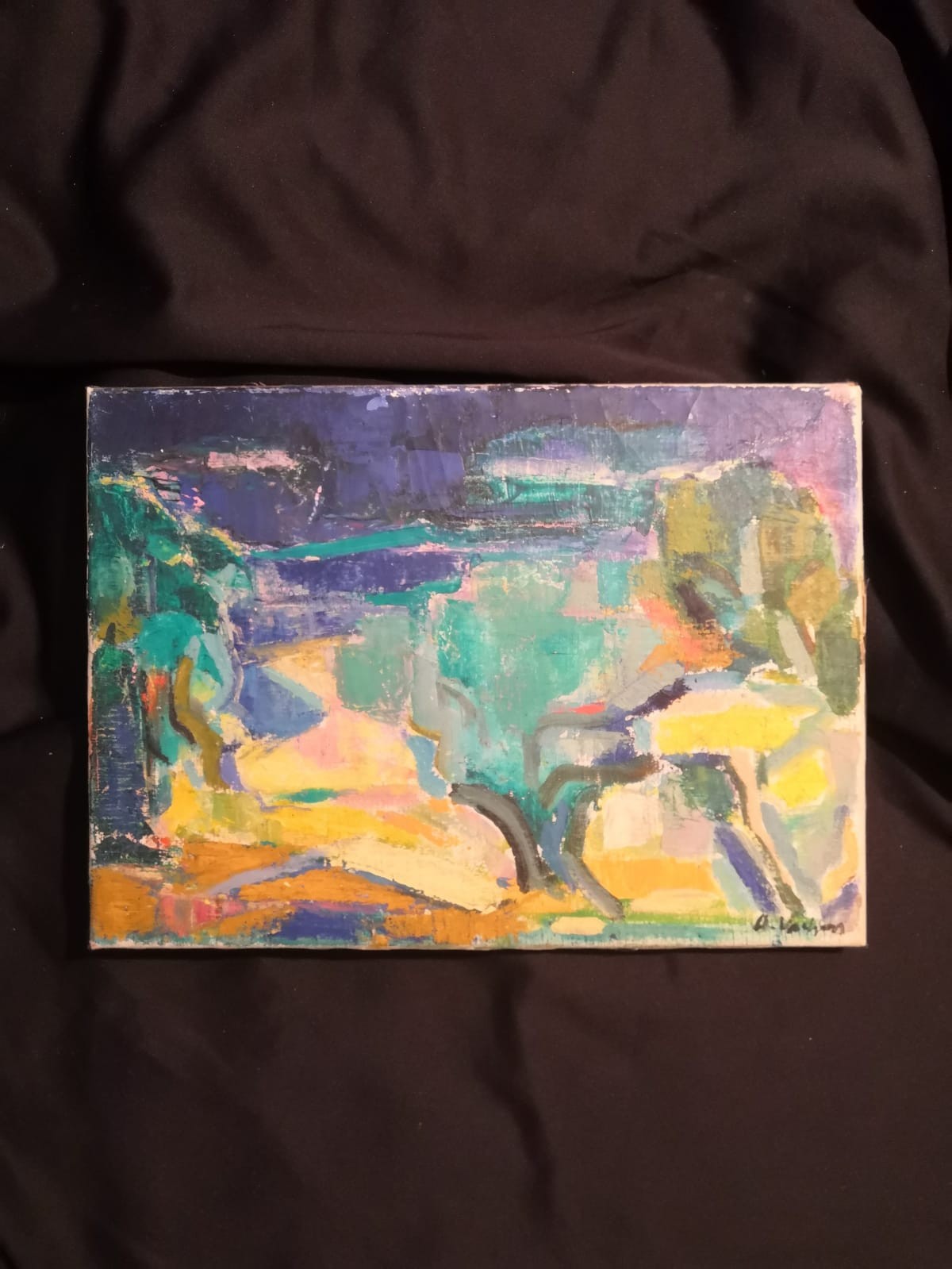 Saint-Tropez Figurative Abstraction Painting Signed Alfred Vachon (1907-1994)