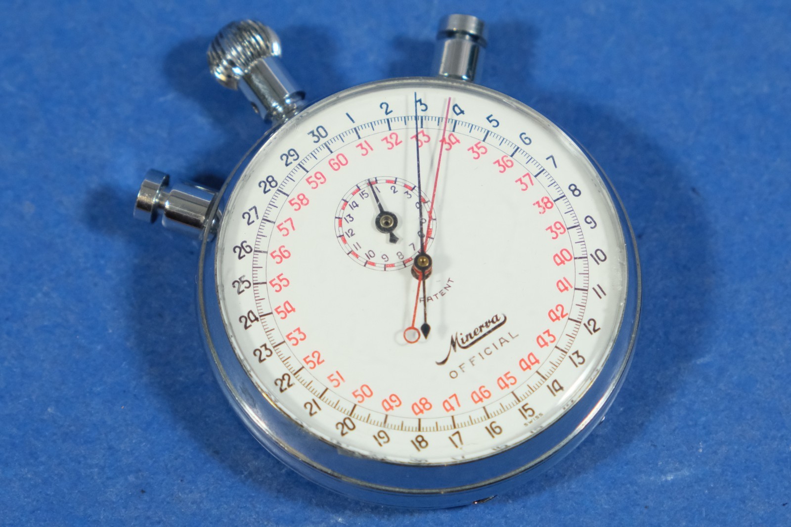 Vintage Minerva 1/10 Split Second 9 Jewels Stopwatch Swiss Made PNSA49 Inscribed Vintage Minerva 1/10 Split Second 9 Jewels Stopwatch Swiss Made PNSA49 Inscribed