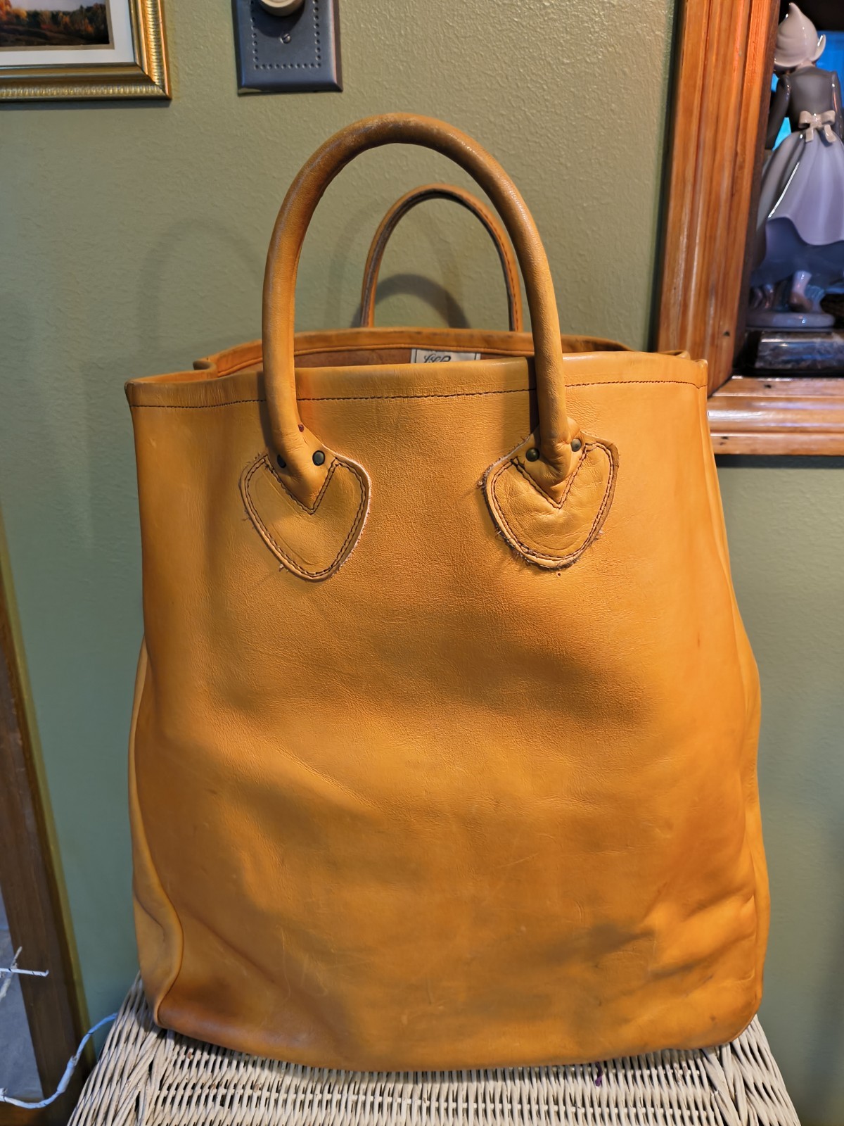 Womens Rare Vintage 50s/60s LL Bean Freeport Maine Leather Tan Handle Tote Bag Womens Rare Vintage 50s/60s LL Bean Freeport Maine Leather Tan Handle Tote Bag