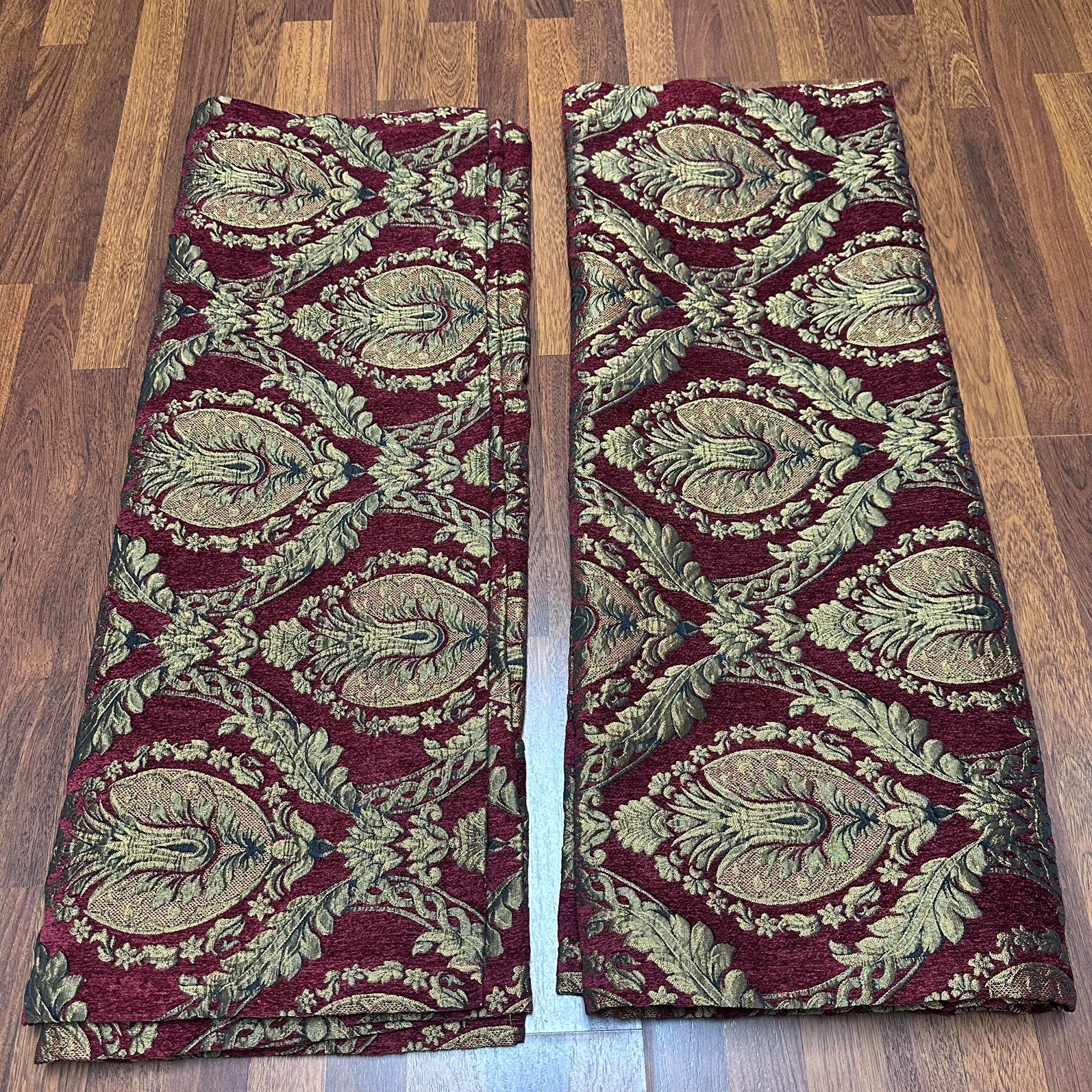 Croscill Imperial Empress Julius Damask Curtain Panels Red Gold Chenille Luxury