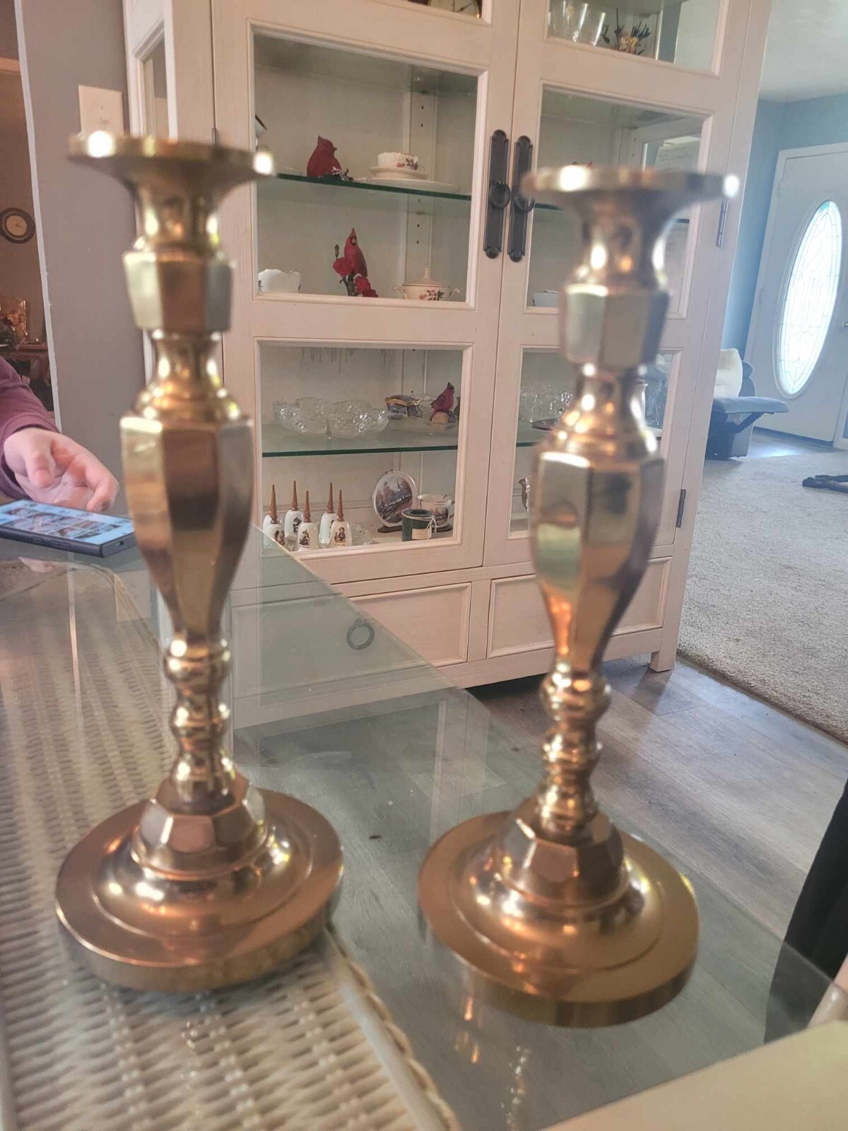 Fenton   brass candle sticks excellent condition  very  old weight is 5.5lbs