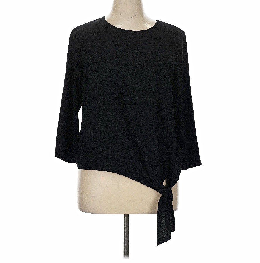 Talbots Women’s Black Keyhole Round Neck Blouse 3/4 Sleeve XL Talbots Women’s Black Keyhole Round Neck Blouse 3/4 Sleeve XL