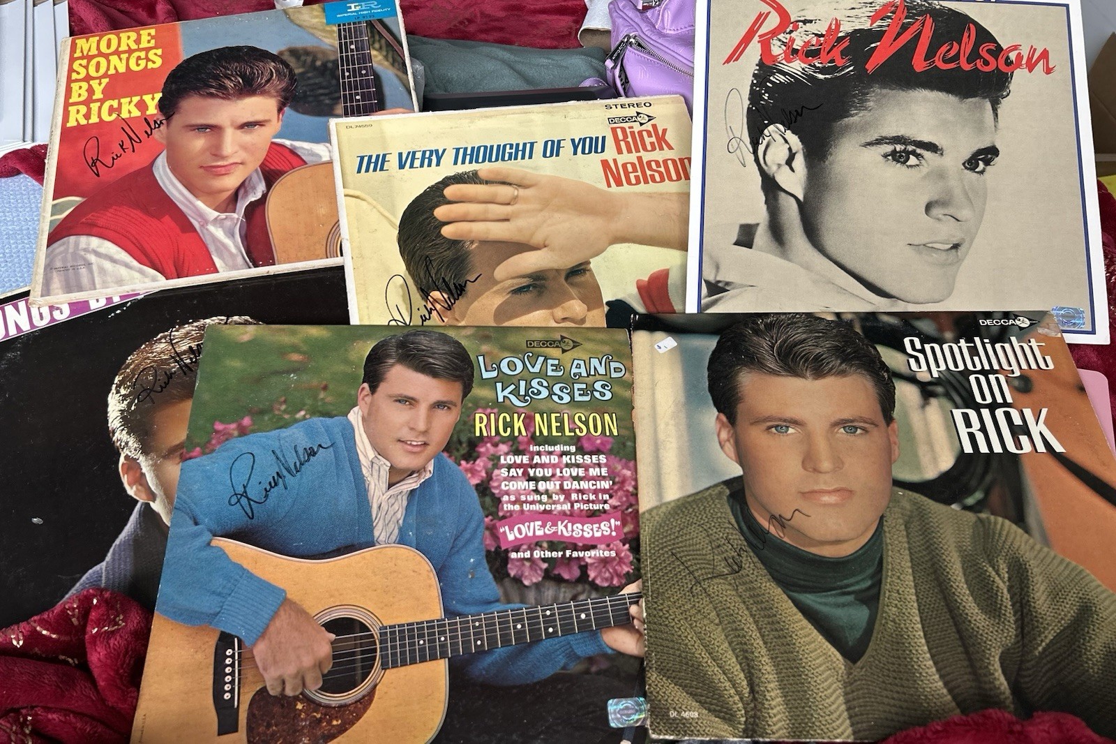 Set Of 6 Ricky Nelson Autographed Vinyls With COA’s Set Of 6 Ricky Nelson Autographed Vinyls With COA’s