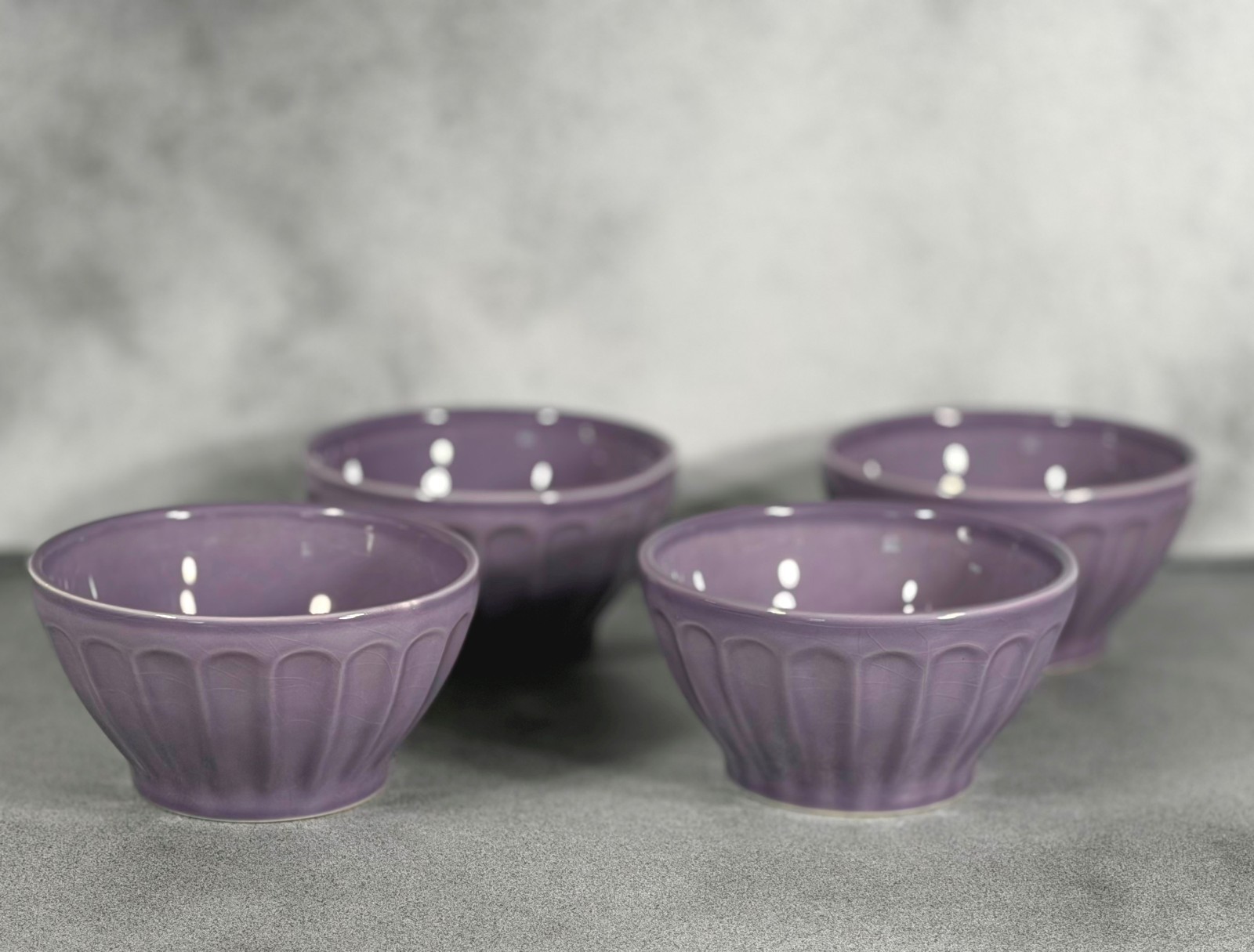 Set 4 Anthropologie Biscuit Brand Lavender / Plum Cereal Bowls