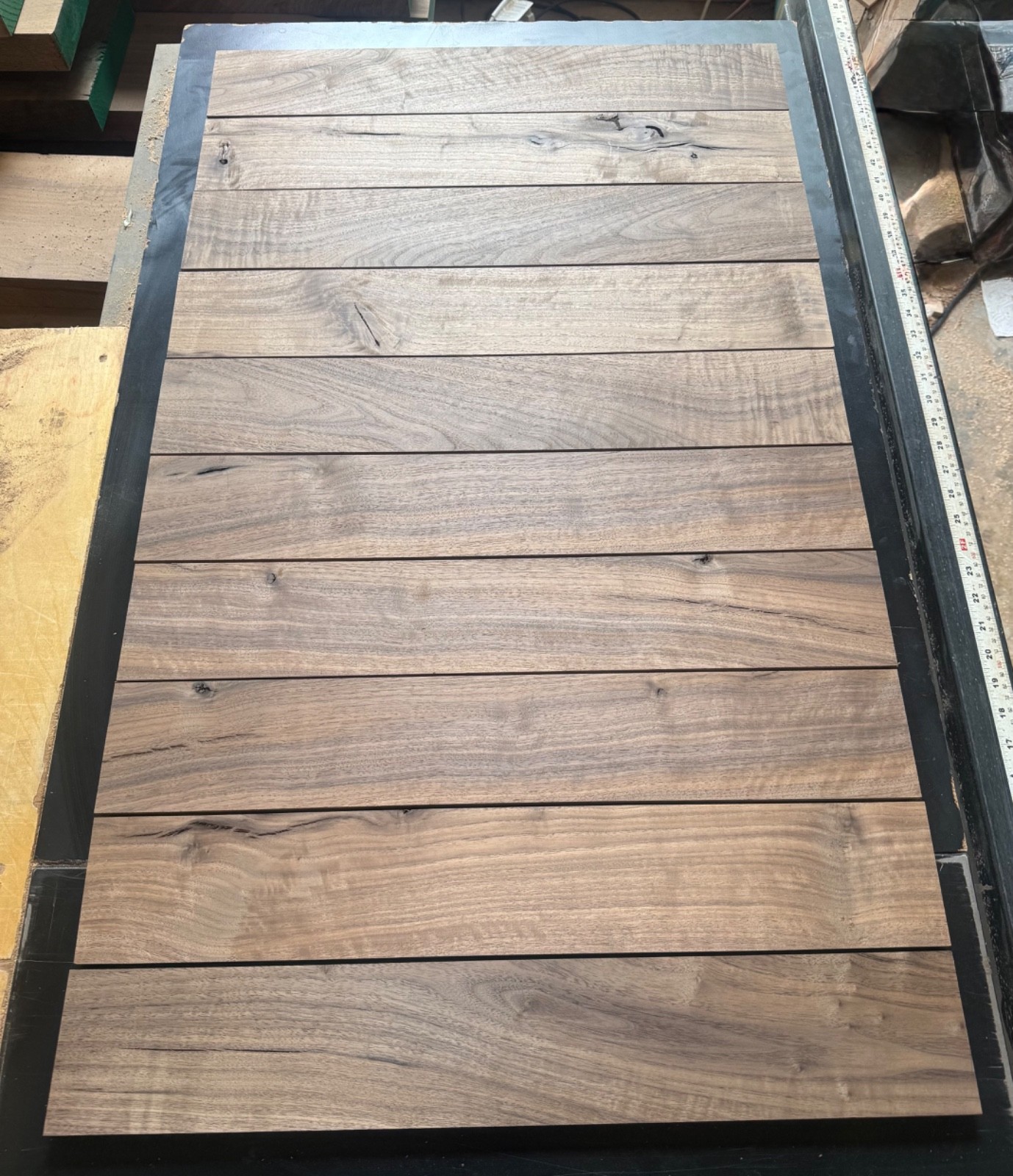 8 pieces of kiln dried character grade walnut lumber boards 4”x24 8 pieces of kiln dried character grade walnut lumber boards 4”x24