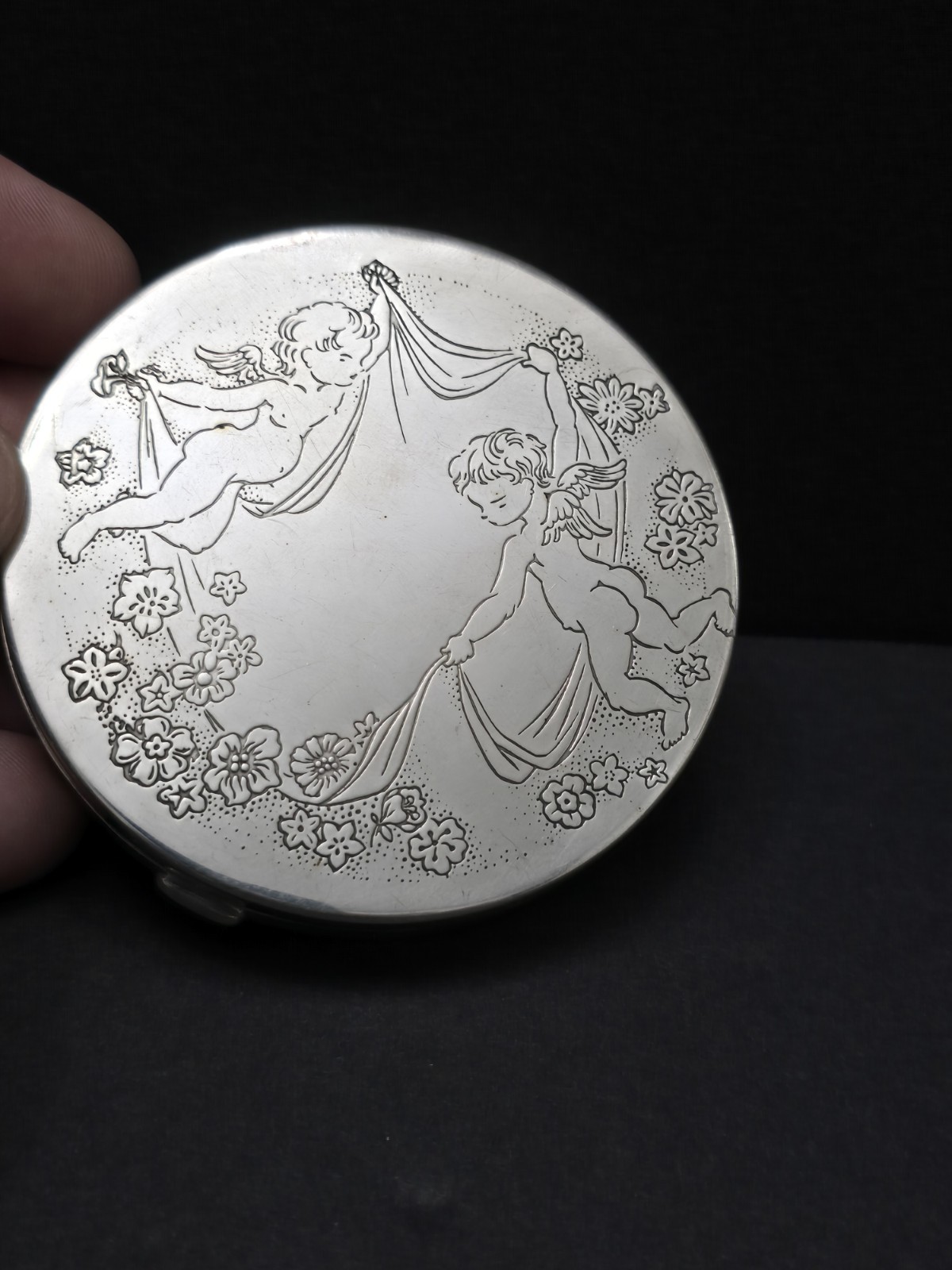 Vintage Gorham Sterling Silver Cherub Powder Compact Mirror No. 439 Vintage Gorham Sterling Silver Cherub Powder Compact Mirror No. 439