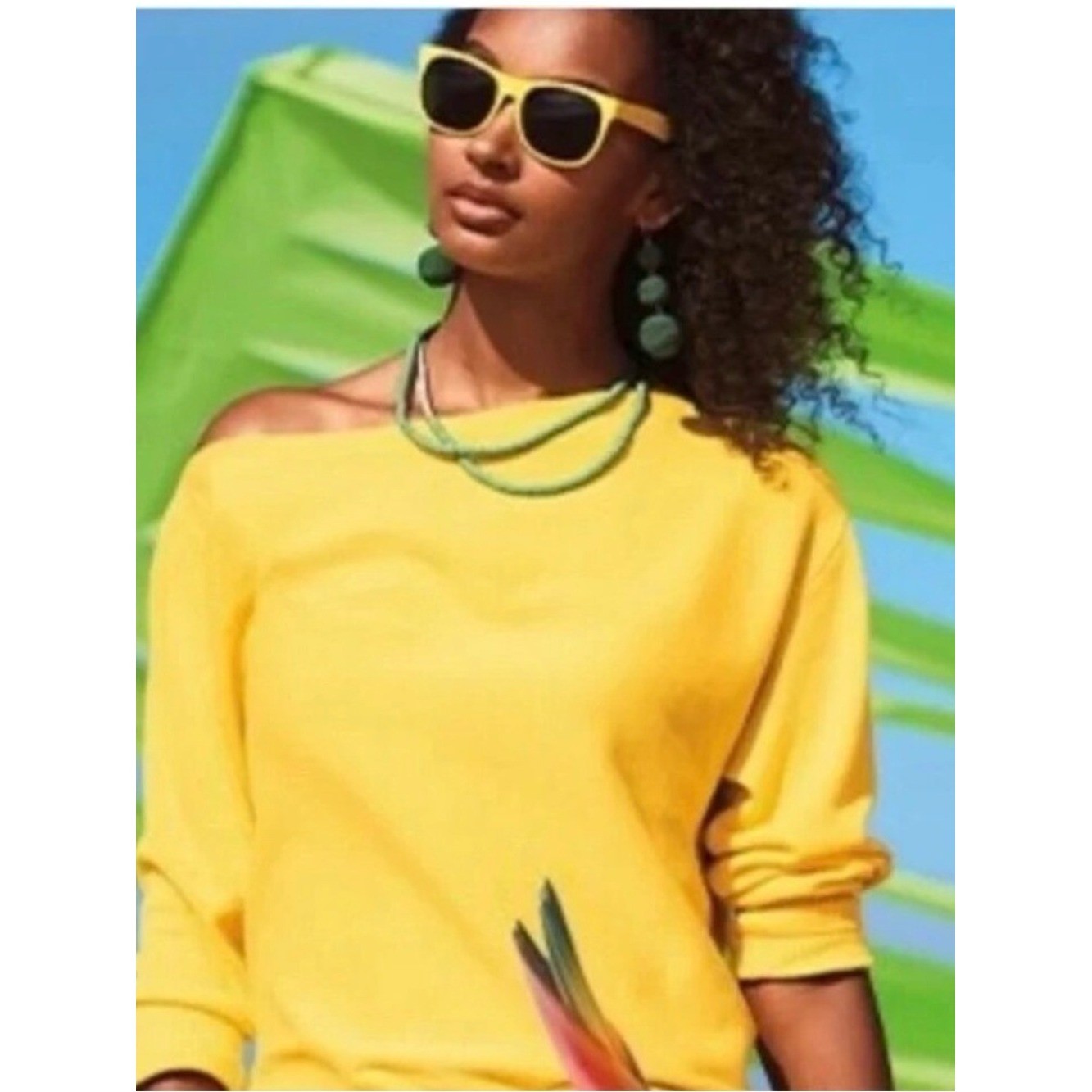 CABI Women\'s Bright Yellow Off-Shoulder Sweater Style#6167 CABI Women\'s Bright Yellow Off-Shoulder Sweater Style#6167