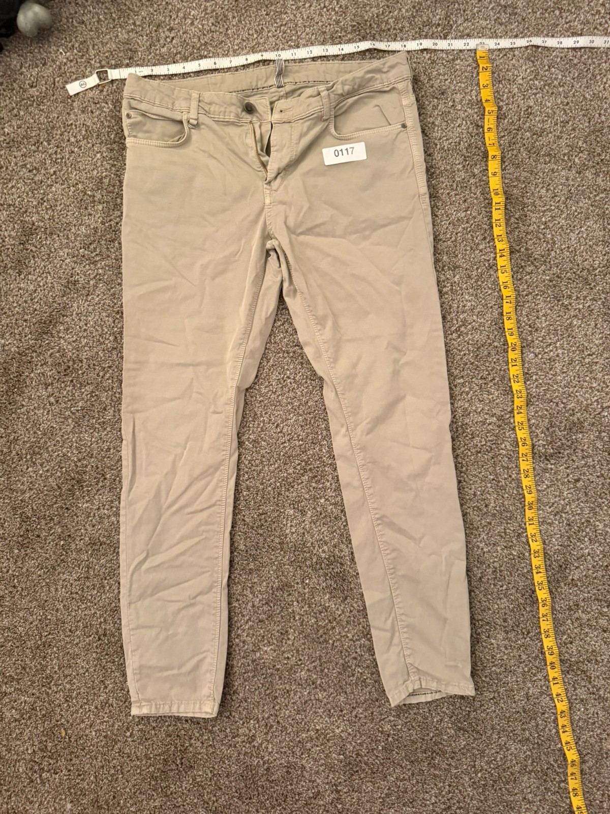 Zara Man Men\'s 32 Beige Khaki Slim Five Pocket Pants Chinos