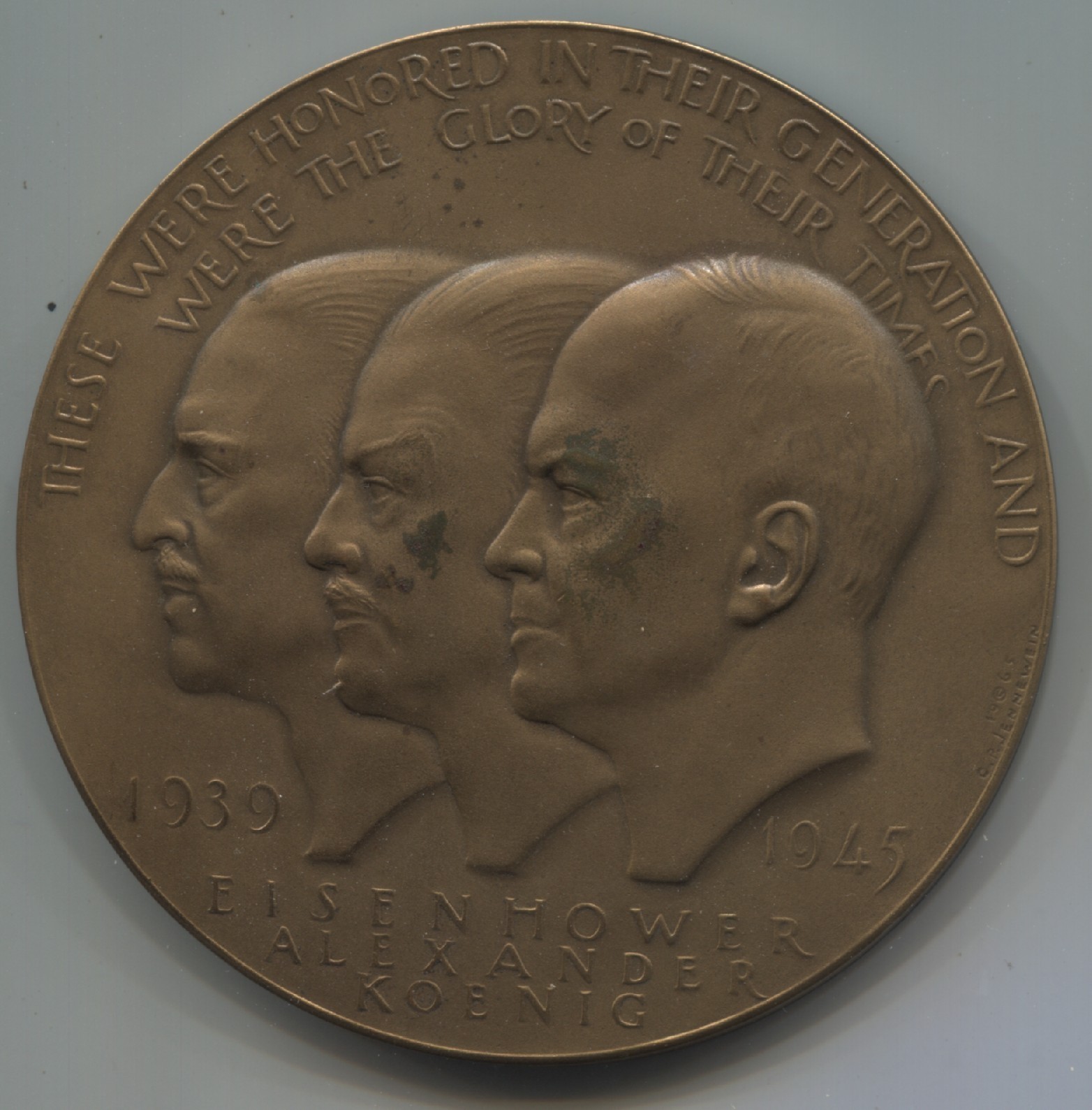 1965 20th Anniversary Victory in Europe Day Medallic Art Co. Bronze 75mm Medal 1965 20th Anniversary Victory in Europe Day Medallic Art Co. Bronze 75mm Medal