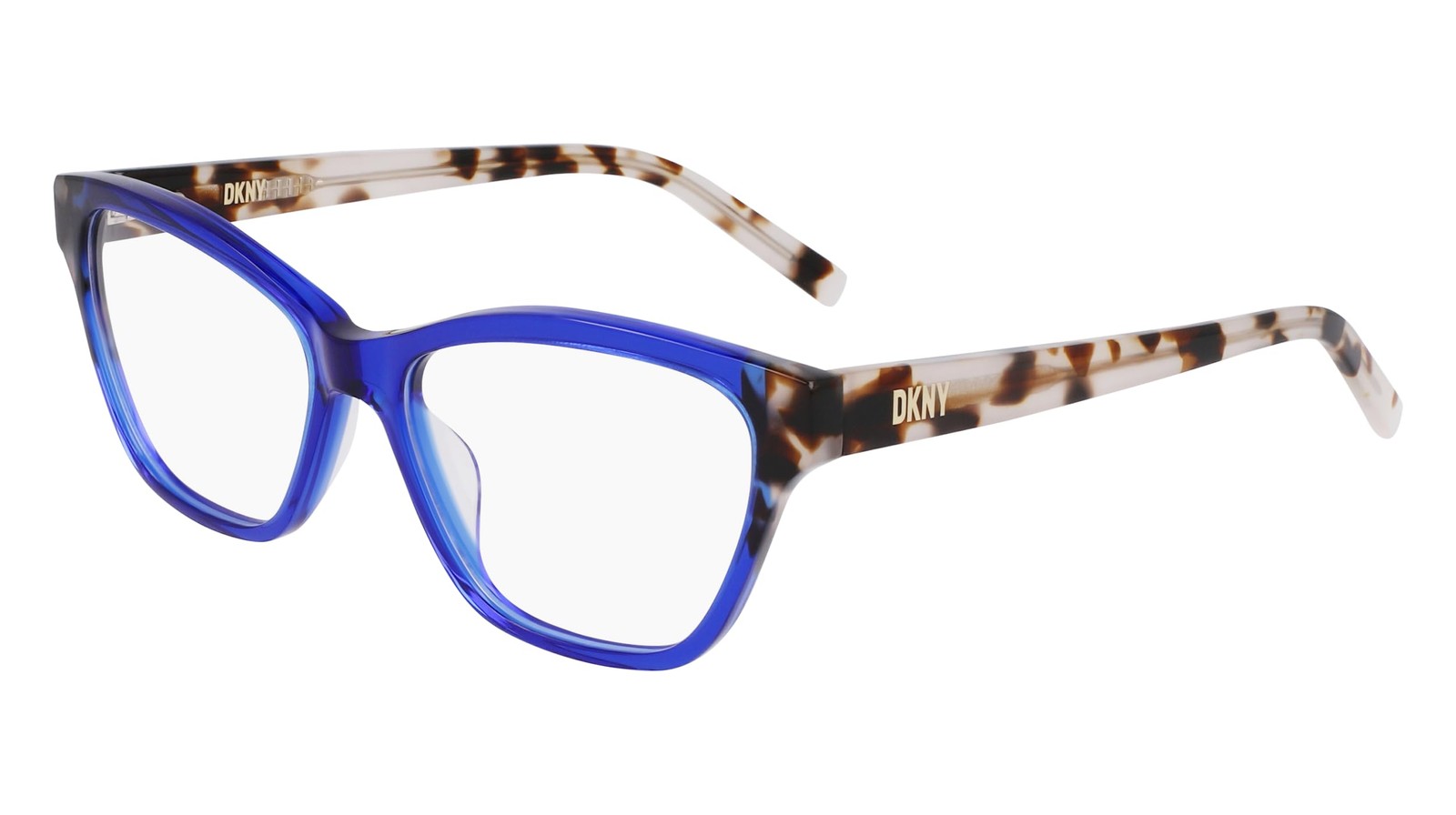New DKNY DK-5057 425 Crystal Cobalt Blue & Bone Tortoise Eyeglasses 53/16/140