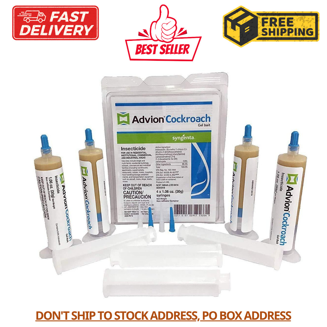 Advion Cockroach Gel Bait - Targets Prevailing Cockroach Species - 1 Pack (4 x 3