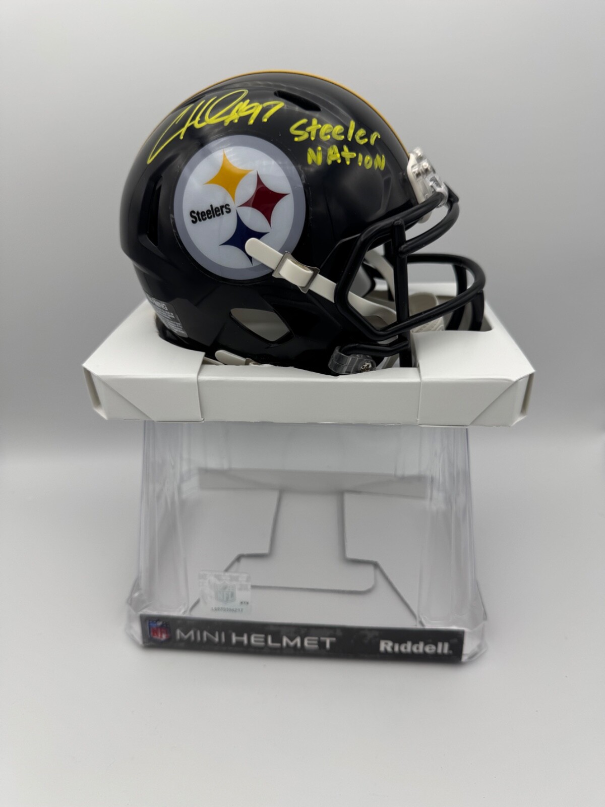 Cam Heyward Signed Pittsburgh Steelers Mini Helmet Steeler Nation insc w/box COA