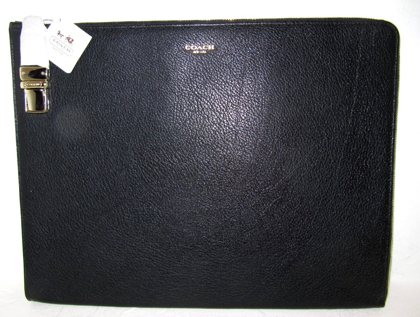 Coach Brand New Crosby Push Lock Black Leather Zip Top Portfolio 61230 NWT $248 Coach Brand New Crosby Push Lock Black Leather Zip Top Portfolio 61230 NWT $248