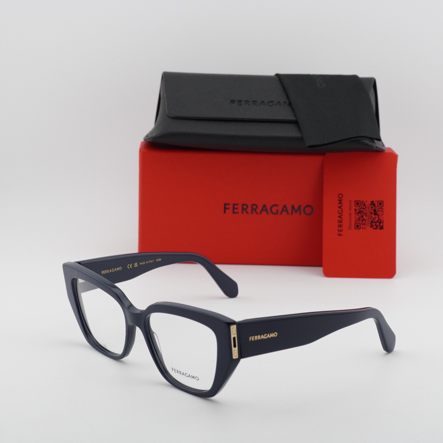 NEW Salvatore Ferragamo SF2972 414 Navy Blue 54mm Eyeglasses
