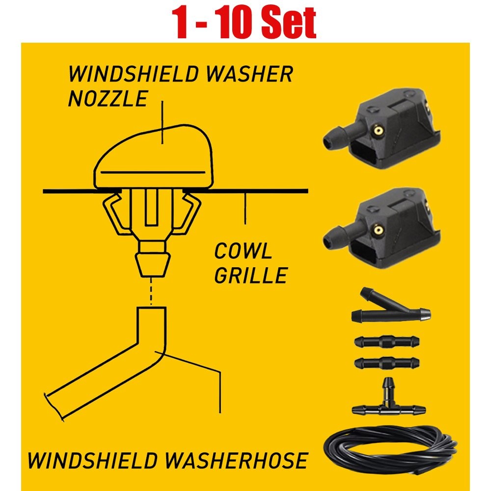 Washer Wiper Front Hose Windshield Nozzle 2M + Connectors with 1-10Set Universal