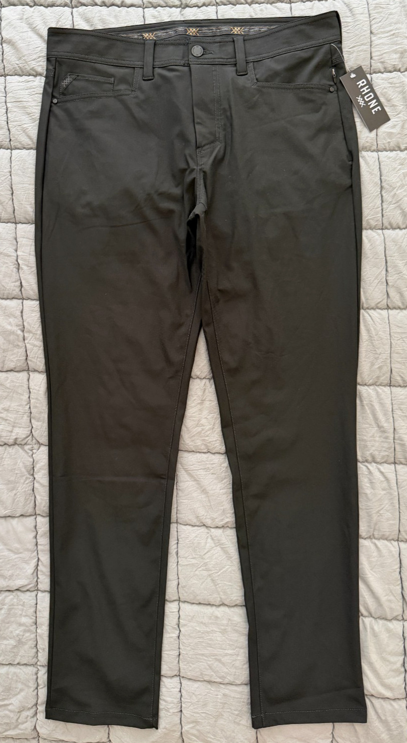 Rhone black commuter pro five pocket slim straight stretch pants 34 x 33 men NEW Rhone black commuter pro five pocket slim straight stretch pants 34 x 33 men NEW