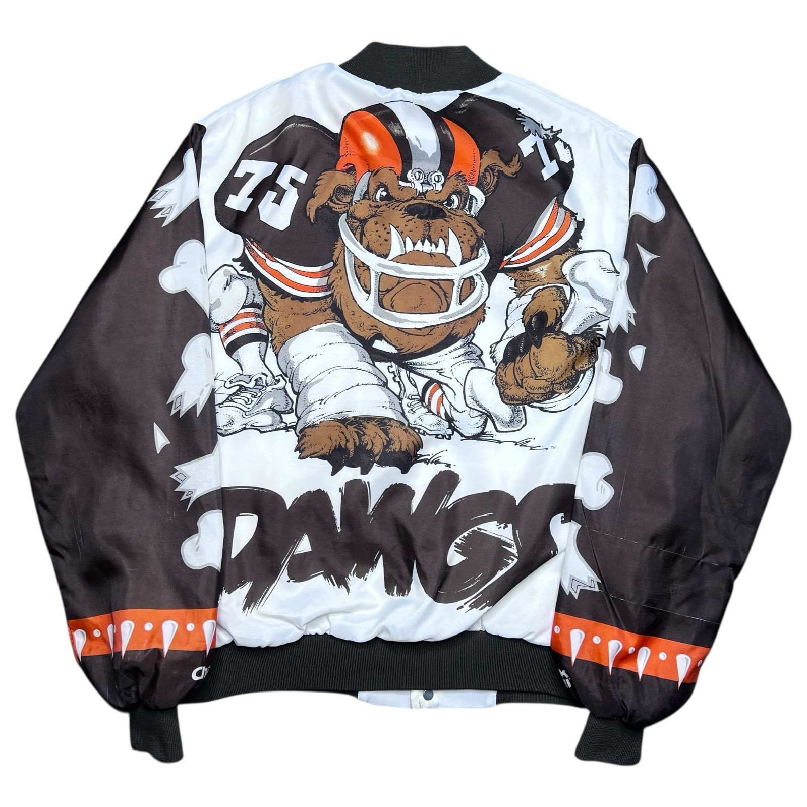 Vintage 1990s NFL Cleveland Browns Dawgs Chalk Line Fanimation Bomber Jacket L Vintage 1990s NFL Cleveland Browns Dawgs Chalk Line Fanimation Bomber Jacket L