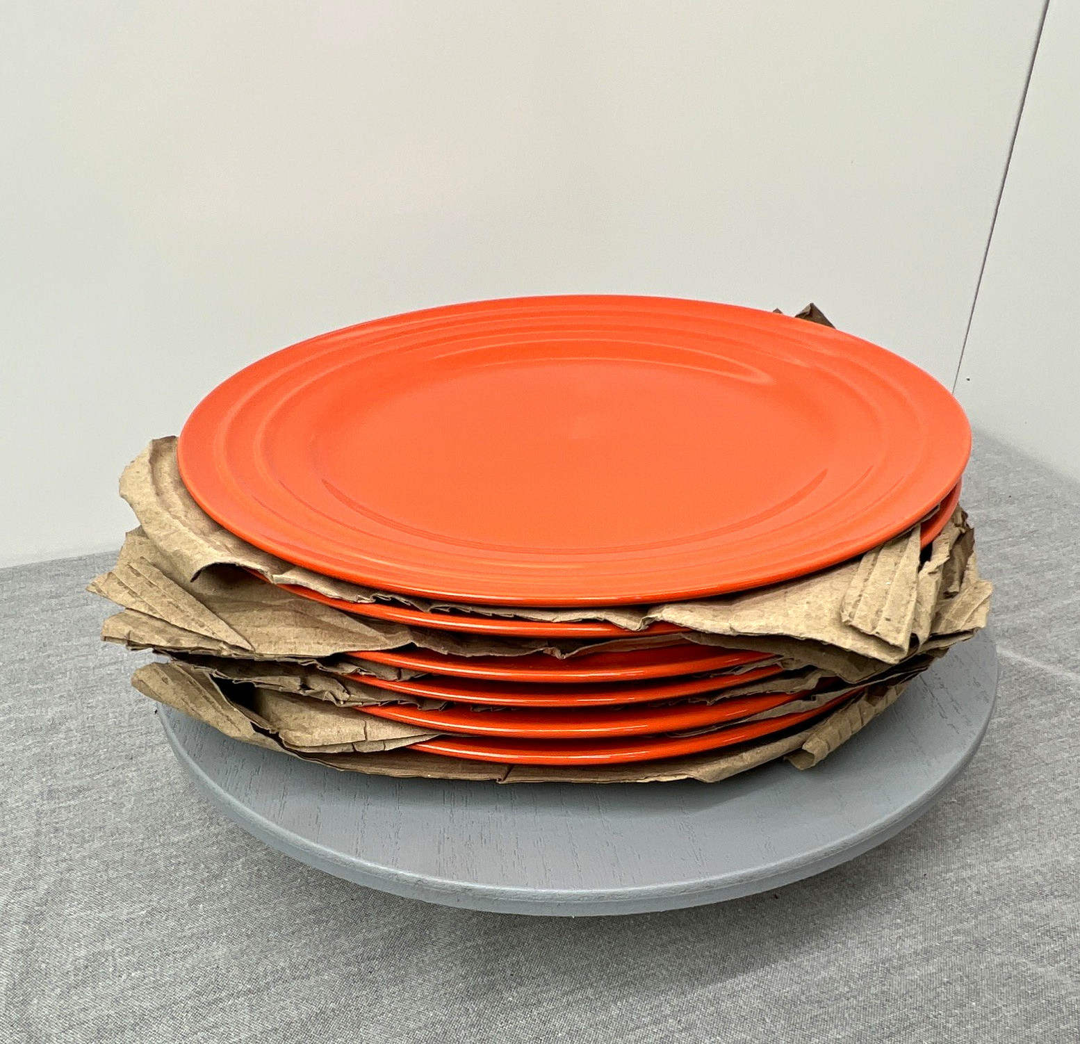 RACHAEL RAY DOUBLE RIDGE TANGERINE ORANGE 11 DINNER PLATES L008 SET OF 6 NEW RACHAEL RAY DOUBLE RIDGE TANGERINE ORANGE 11 DINNER PLATES L008 SET OF 6 NEW