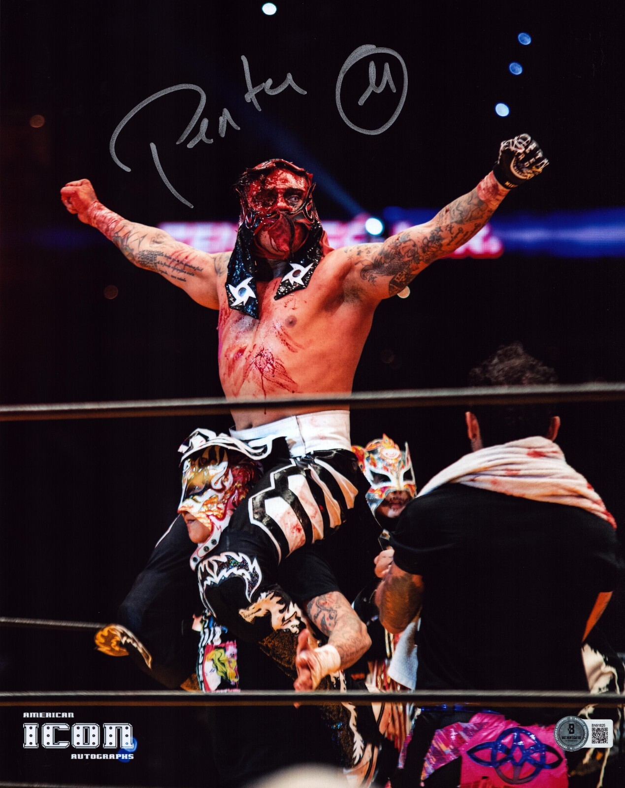 Penta 0M Pentagon Jr Signed 11x14 Photo BAS COA WWE Lucha Libre AAA AEW Auto'd C